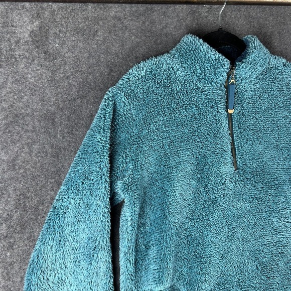 Soft Surroundings Sweater Womens Small Blue Pullover Luxe Sherpa 1/4 Zip Fuzzy - Picture 3 of 14